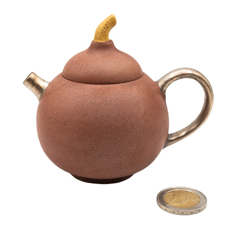 Théière en argile rouge avec motif de gourde en argent # 94425