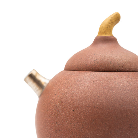 Théière en argile rouge avec motif de gourde en argent # 94425