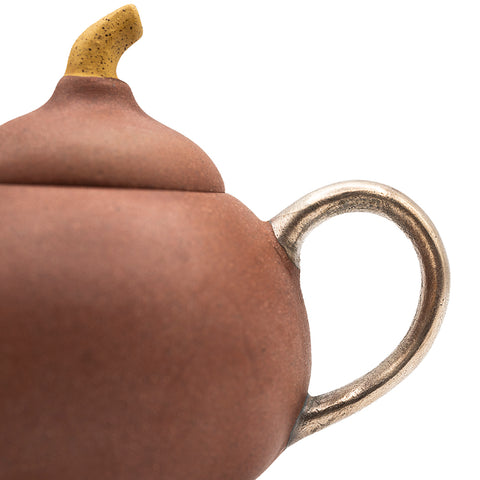 Théière en argile rouge avec motif de gourde en argent # 94425