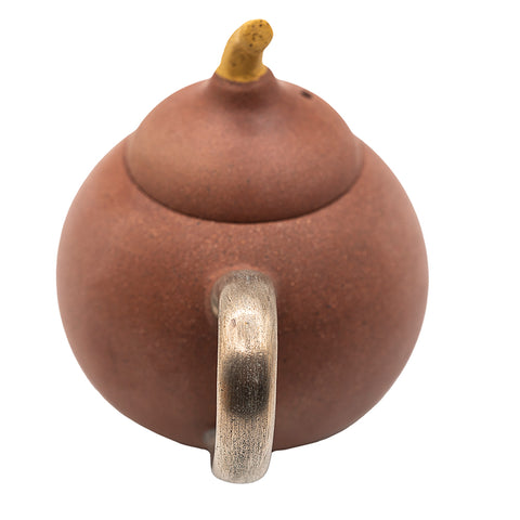 Théière en argile rouge avec motif de gourde en argent # 94425