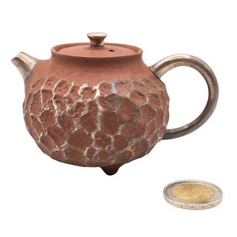 Théière en argile rouge avec motif météore argenté # 94420