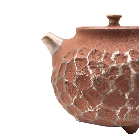 Théière en argile rouge avec motif météore argenté # 94420