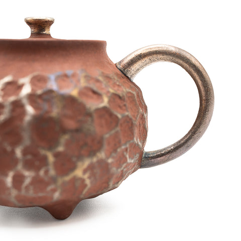 Théière en argile rouge avec motif météore argenté # 94420