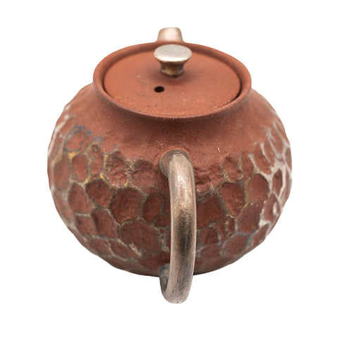 Théière en argile rouge avec motif météore argenté # 94420