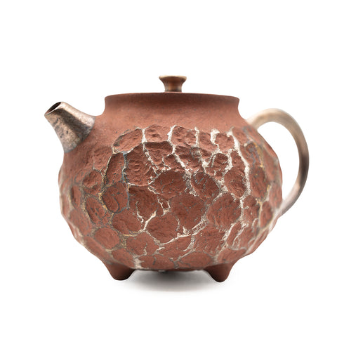 Théière en argile rouge avec motif météore argenté # 94420