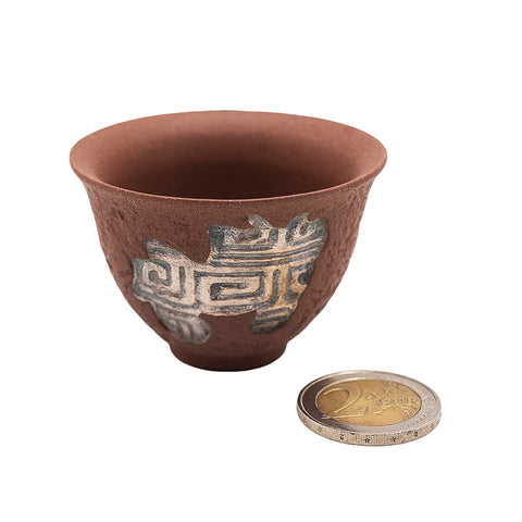 Tasse à thé en argile rouge avec motif clé-frette # 94439