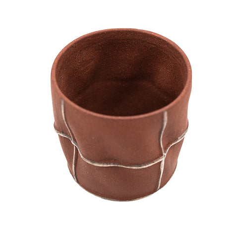 Taza Pellizcada de Barro Rojo con Incrustaciones de Plata # 94441