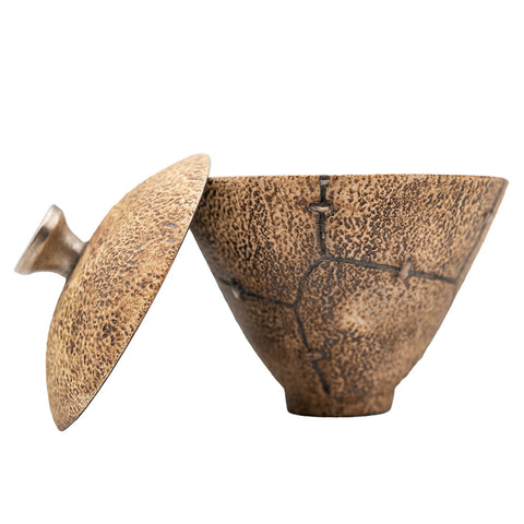 Gaiwan avec couvercle couleur argent martelé # 94411