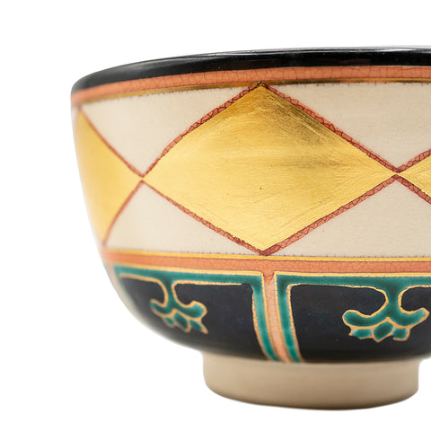 Japanse Chawan met geometrisch bladgoudmotief # 94757