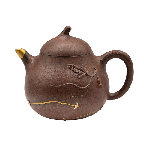 Woodfired Yixing Teapot “Golden Leaf” # 95016