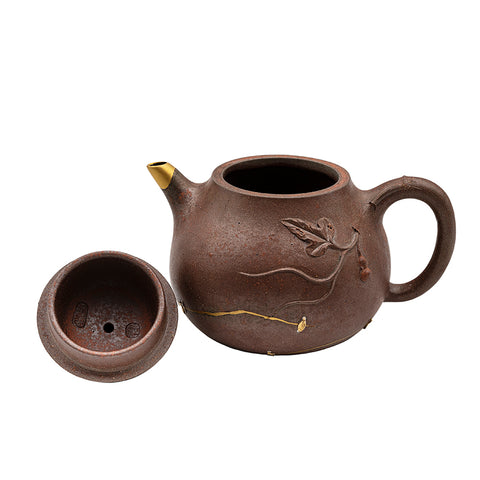 Woodfired Yixing Teapot “Golden Leaf” # 95016