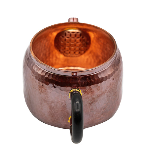 Hammered Copper Teapot with Black Handle # 95055