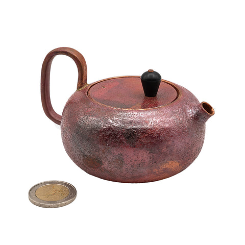 Textured Copper Teapot with Upright Handle # 95056