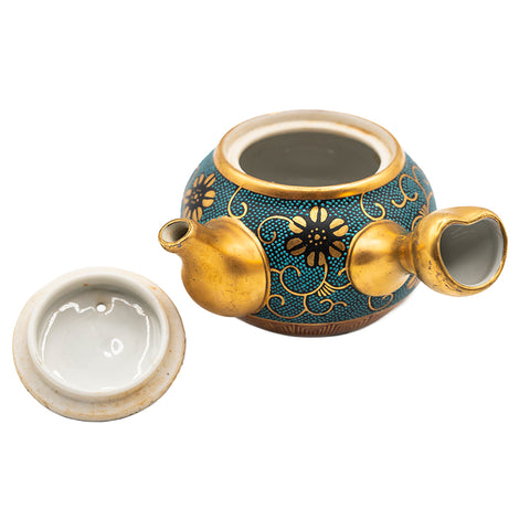 Japanisches Vintage-Teeset mit vergoldetem Blumenmuster # 95066