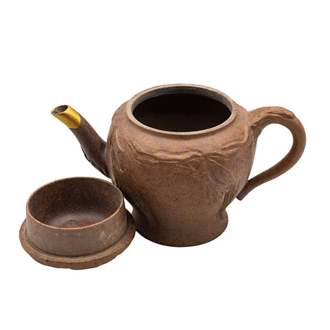 Woodfired Yixing Teapot Lotus Lid with Gold Kintsugi # 95078