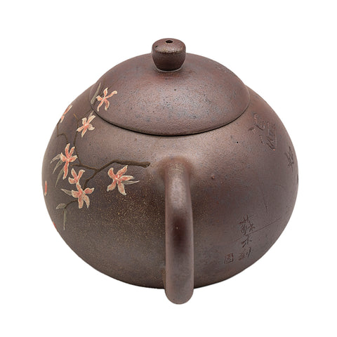 Yixing Teapot Hand-Painted Rabbit and Blossom # 95082