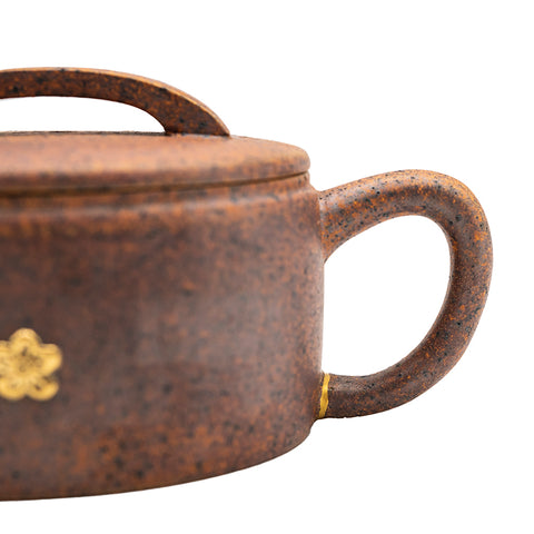 Woodfired Teapot with Kintsugi and Gold Flower # 95084