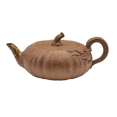Pumpkin Teapot Duan Ni Clay with Kintsugi Spout # 95085