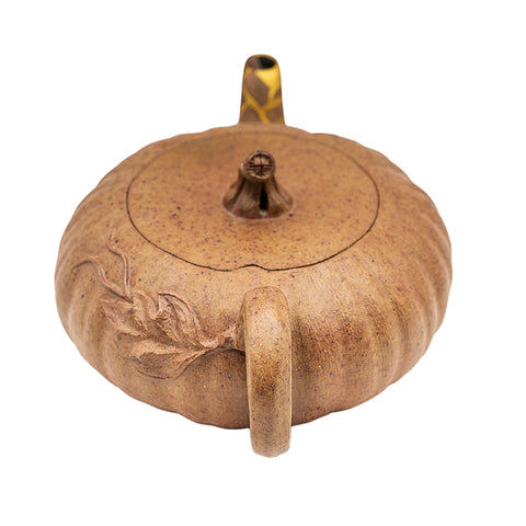 Pumpkin Teapot Duan Ni Clay with Kintsugi Spout # 95085