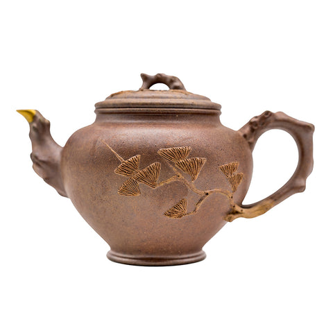 Yixing Teapot Ginkgo Branch with Kintsugi Spout # 95090