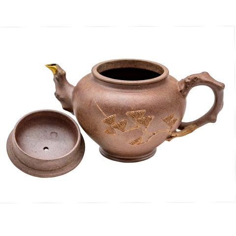 Yixing Teapot Ginkgo Branch with Kintsugi Spout # 95090