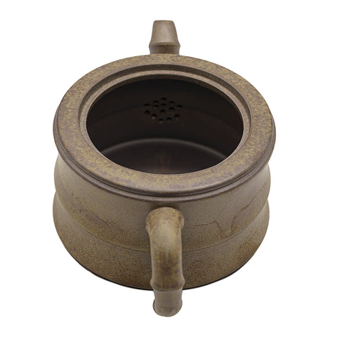 Wood-Fired Yixing Teapot with Bamboo Relief and Lid Figurine # 95102