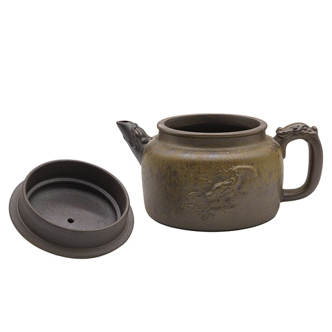 Wood-Fired Yixing Teapot with Dragon Relief # 95103