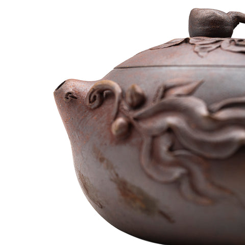 Immortal Peach Phoenix Singing yixing clay woodfired teapot # 95607