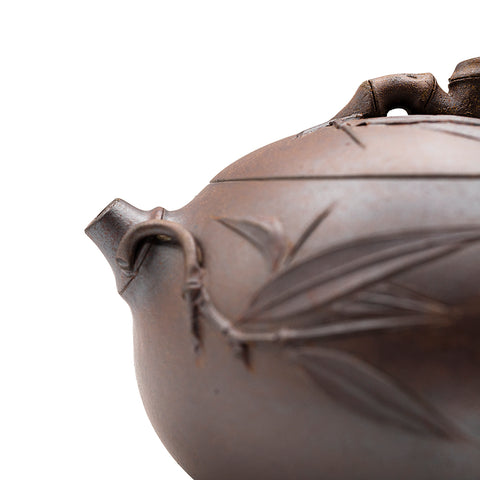 Bamboo Leaf Phoenix yixing clay woodfired teapot # 95608