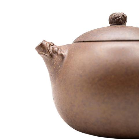 Tetera de arcilla Yixing Xi Shi con nubes auspiciosas transformadas en horno, cocida con leña # 95614