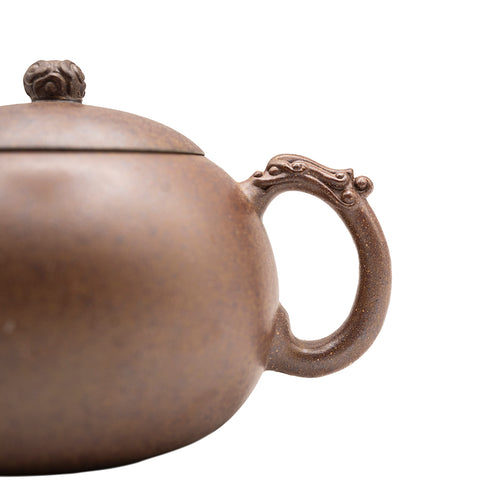 Tetera de arcilla Yixing Xi Shi con nubes auspiciosas transformadas en horno, cocida con leña # 95614