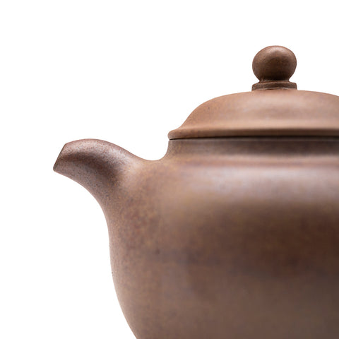 Curved spout horizontal kettle yixing clay woodfired teapot # 94788