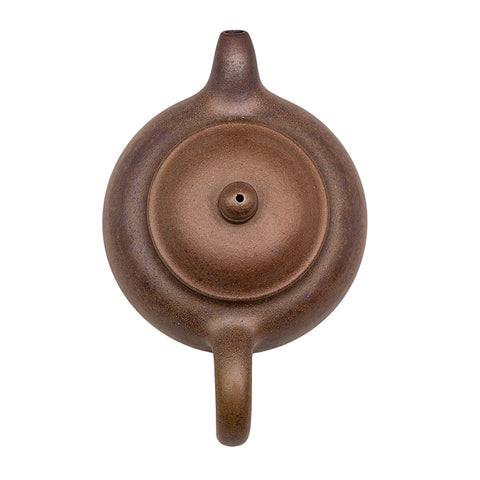 Curved spout horizontal kettle yixing clay woodfired teapot # 94788