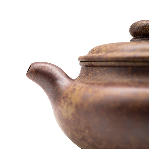 Kiln-transformed horizontal yixing clay woodfired teapot # 94789