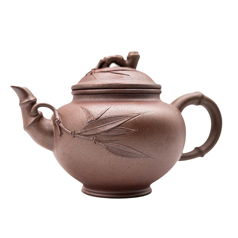 Bamboo Leaf Horizontal yixing clay woodfired teapot # 94797