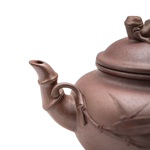 Bamboo Leaf Horizontal yixing clay woodfired teapot # 94797