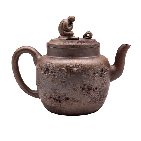 Flat-lid figure-shaped yixing clay woodfired teapot # 94798