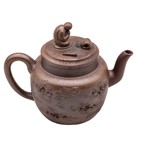 Flat-lid figure-shaped yixing clay woodfired teapot # 94798
