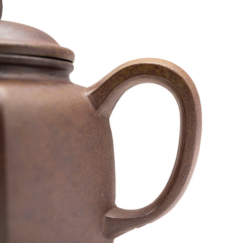 Hexagonal horizontal yixing clay woodfired teapot # 94800
