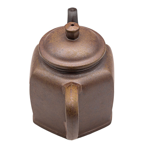 Hexagonal horizontal yixing clay woodfired teapot # 94800