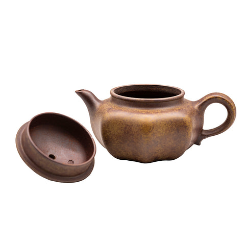 Kiln-transformed square yixing clay woodfired teapot # 94802