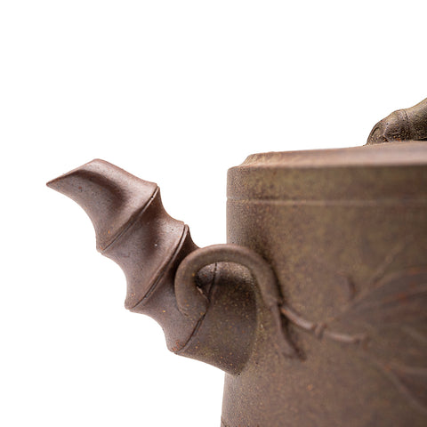 Bamboo Leaf Pillar Base yixing clay woodfired teapot # 94817