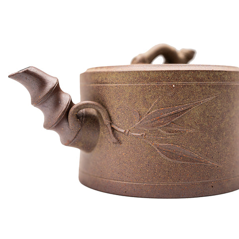 Bamboo Leaf Pillar Base yixing clay woodfired teapot # 94817