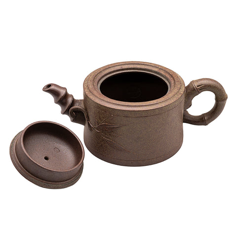 Bamboo Leaf Pillar Base yixing clay woodfired teapot # 94817