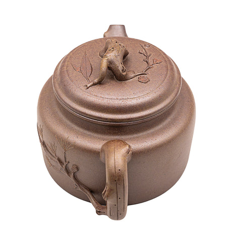 Bamboo, Plum, and Han Tile yixing clay woodfired teapot # 94818