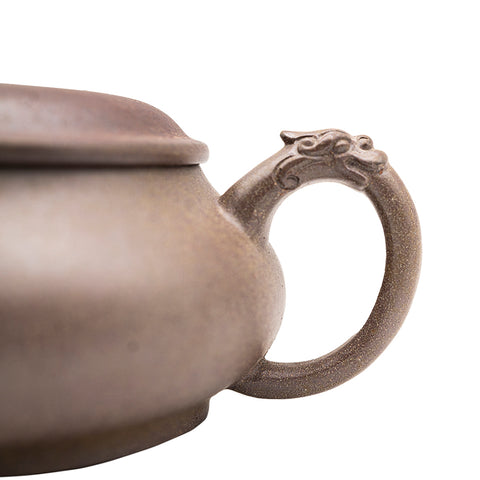 Large Dragon Pattern Flat Jade yixing clay woodfired teapot # 94827