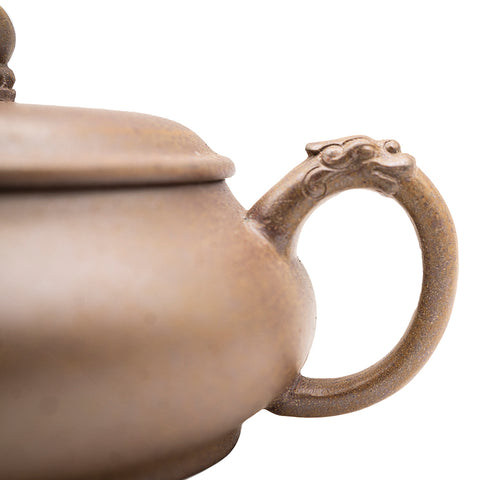 Azure Dragon Pattern Flat Jade yixing clay woodfired teapot # 94828
