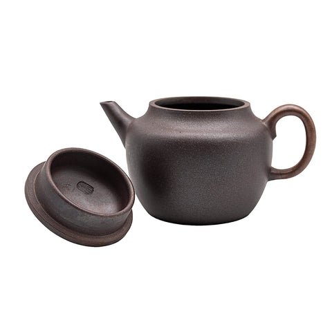 Black Sand Horizontal yixing clay woodfired teapot # 94837