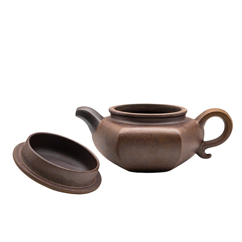 Large hexagonal yixing clay woodfired teapot # 94843