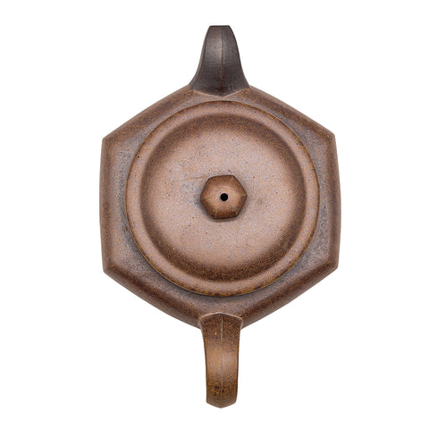 Large hexagonal yixing clay woodfired teapot # 94843